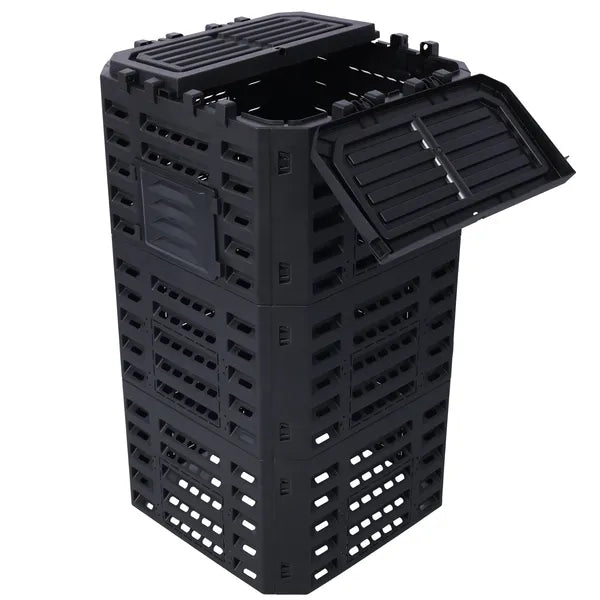 Garden Composter Bin Made From Recycled Plastic - 132 Gallons - 500Liter Large Compost Bin - Create Fertile Soil With Easy Assembly, Lightweight, Aerating Outdoor Compost Box