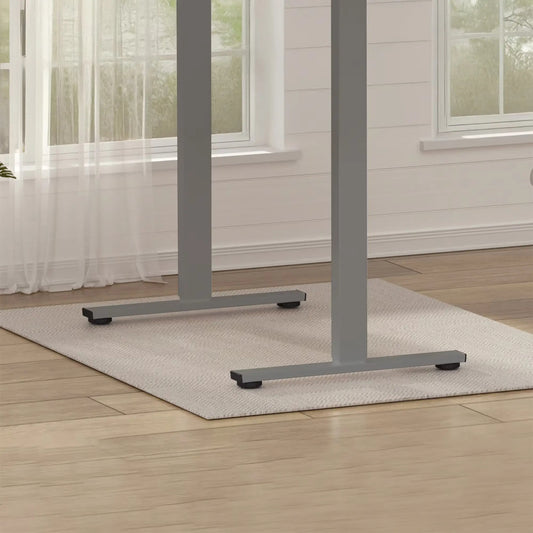 Electric Standing Desk Adjustable Height Desk With Two-Piece Tabletop  Home Office Computer Workstation Sit Stand Up Desk, 55 X 28 Inches Grey Frame - White Top
