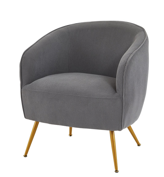 Corduroy Accent Chair With Gold Metal Legs, Modern Upholstered Armchair, Comfy Barrel Chair For Living Room Bedroom