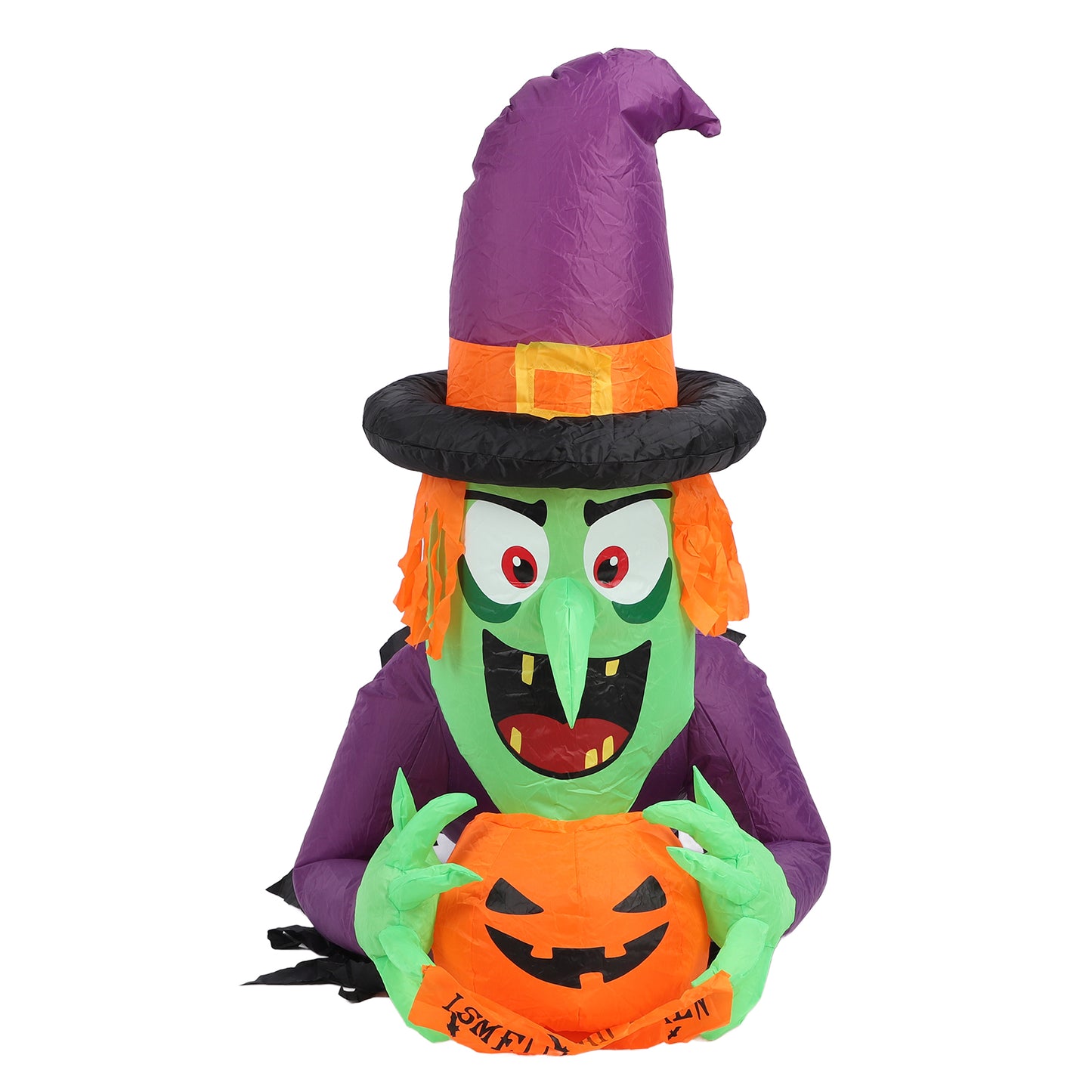 4.43ft Witch Broke Out From Window Inflatable Decoration Built In LED Light Outdoor Props Blow Up Scary Witch US Plug 100‑120V