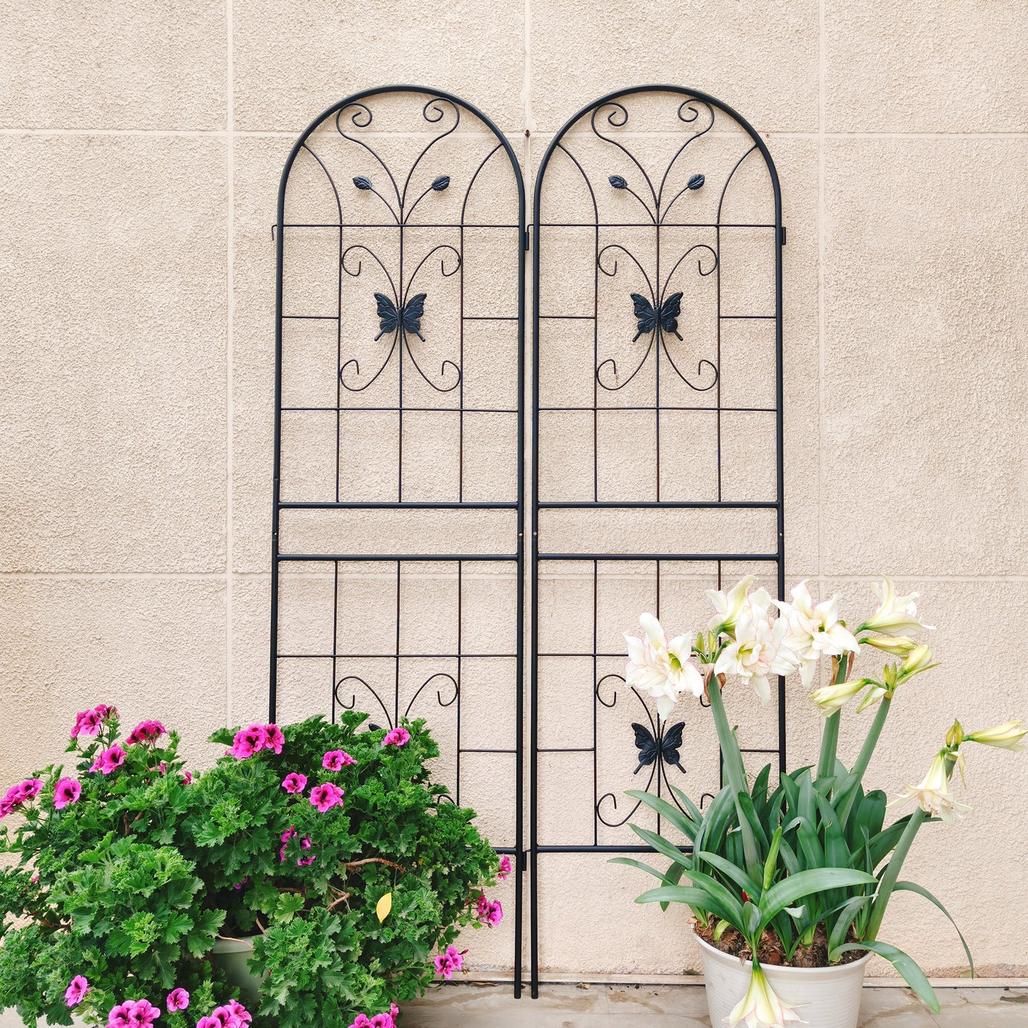4 Pack Metal Garden Trellis 71  X 19.7  Rustproof Trellis For Climbing Plants Outdoor Flower Support Black