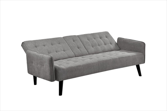 72   Sleeper Sofa Bed - Convertible Folding Backrest To Full Bed With Cup Holder & Drop-Down Table - Space Saving Linen Sofa For Small Spaces - Easy Assembly, Grey