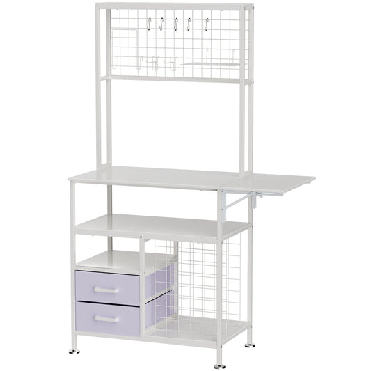 Large Foldable Heat Press Table With Storage, Pegboard And Hooks, Heat Press Stand With Vinyl Holder And Drawer, Metal Craft Table Workbench For DIY Sublimation Transfer