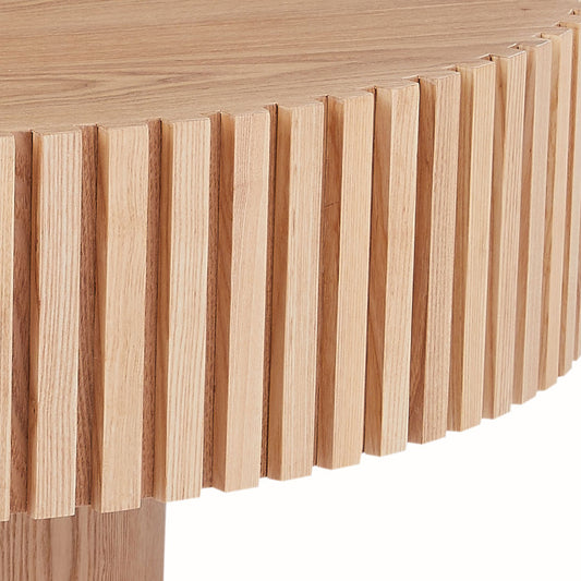 Natural Wood Coffee Table 39.37 MDF Coffee Table Modern Handcraft Drum Coffee Table  Circle Coffee Table For Living Room,ASH