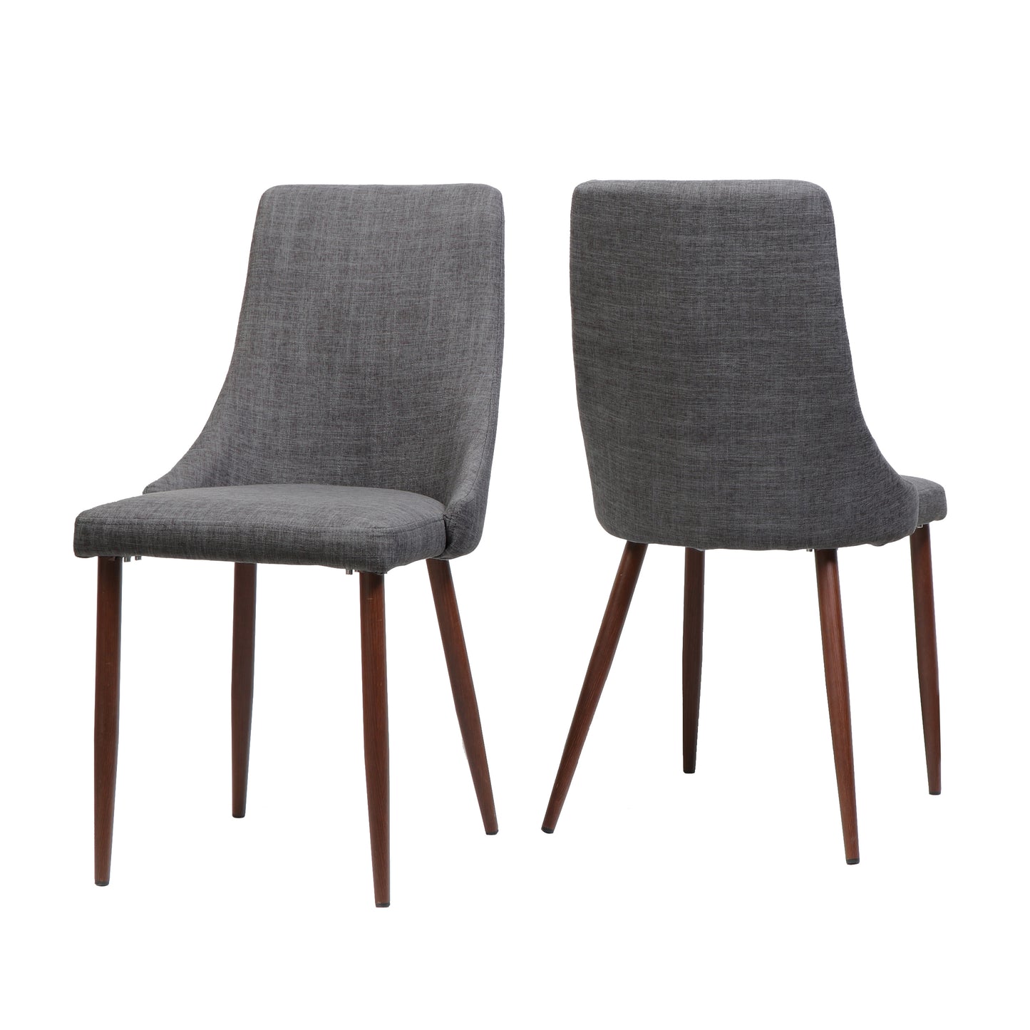 Mid Century Modern Fabric Armless Dining Chairs, Set Of 2, Light Gray
