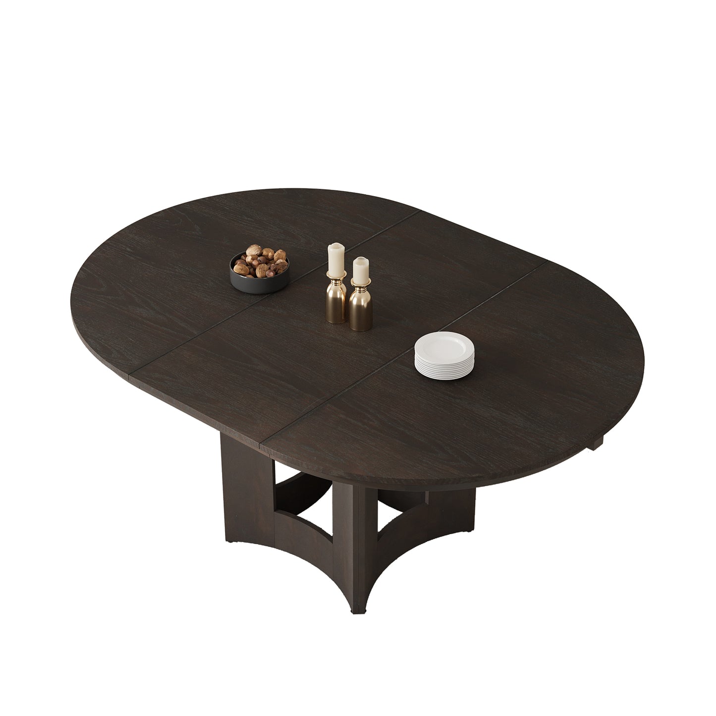 TOPMAX Farmhouse Extendable Round Dining Table With 16inch Removable Leaf For Small Places, Espresso