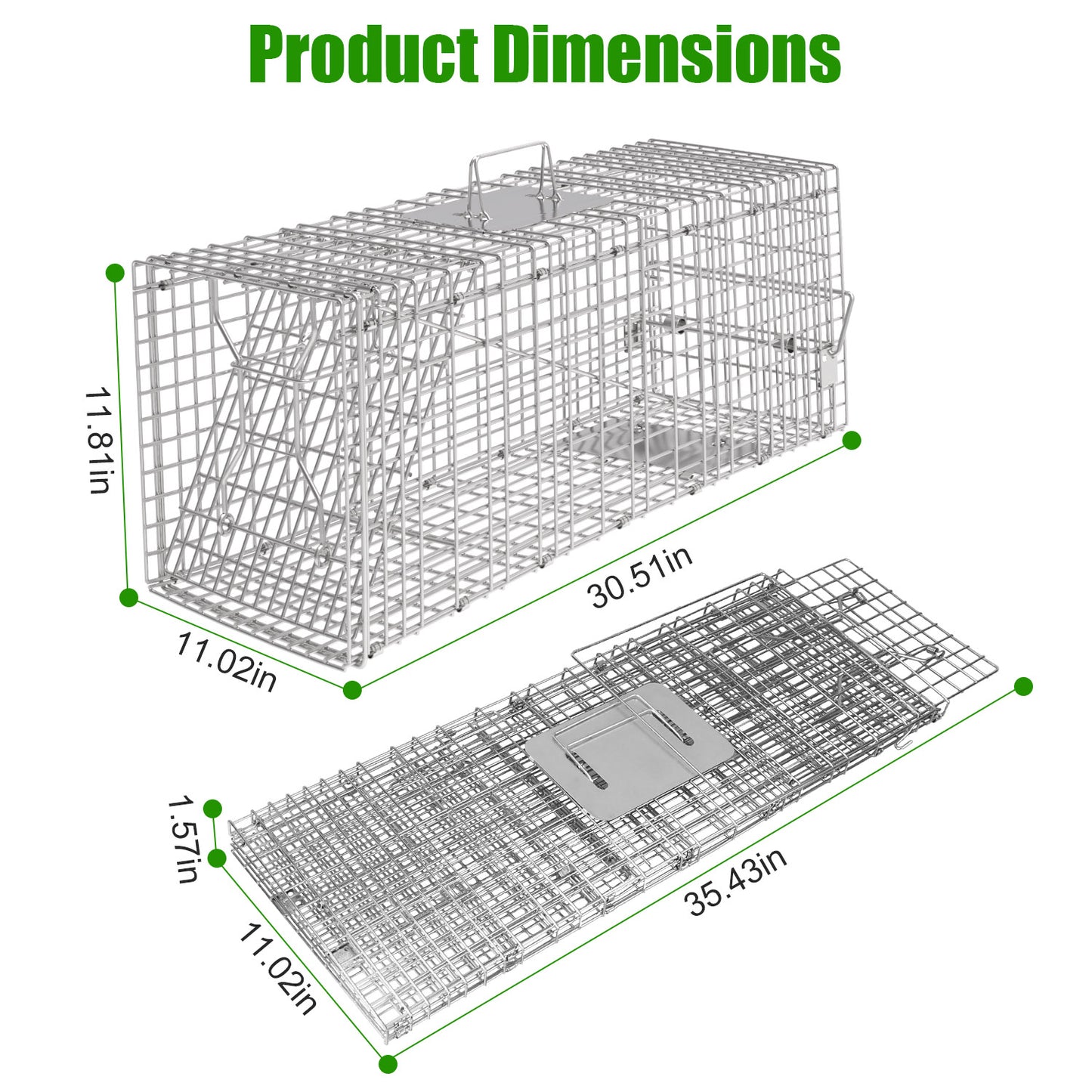 1Pc Humane Cat Trap Cage With Waterproof Cover Gloves Catch Release Live Animal Rodent Cage Collapsible Galvanized Wire For Raccoons Beavers Groundhogs Foxes Armadillos