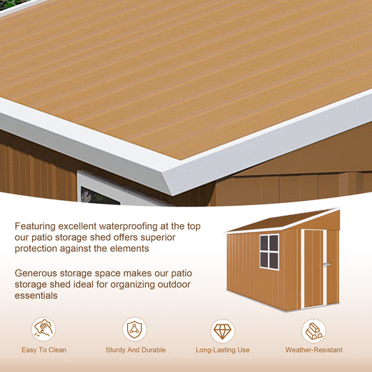 8x4 FT Heavy-Duty Metal Storage Shed With Single Hinged Door  Windows & Ventilation - Weatherproof Outdoor Garden Shed For Backyard  Lawn And Tool Organization