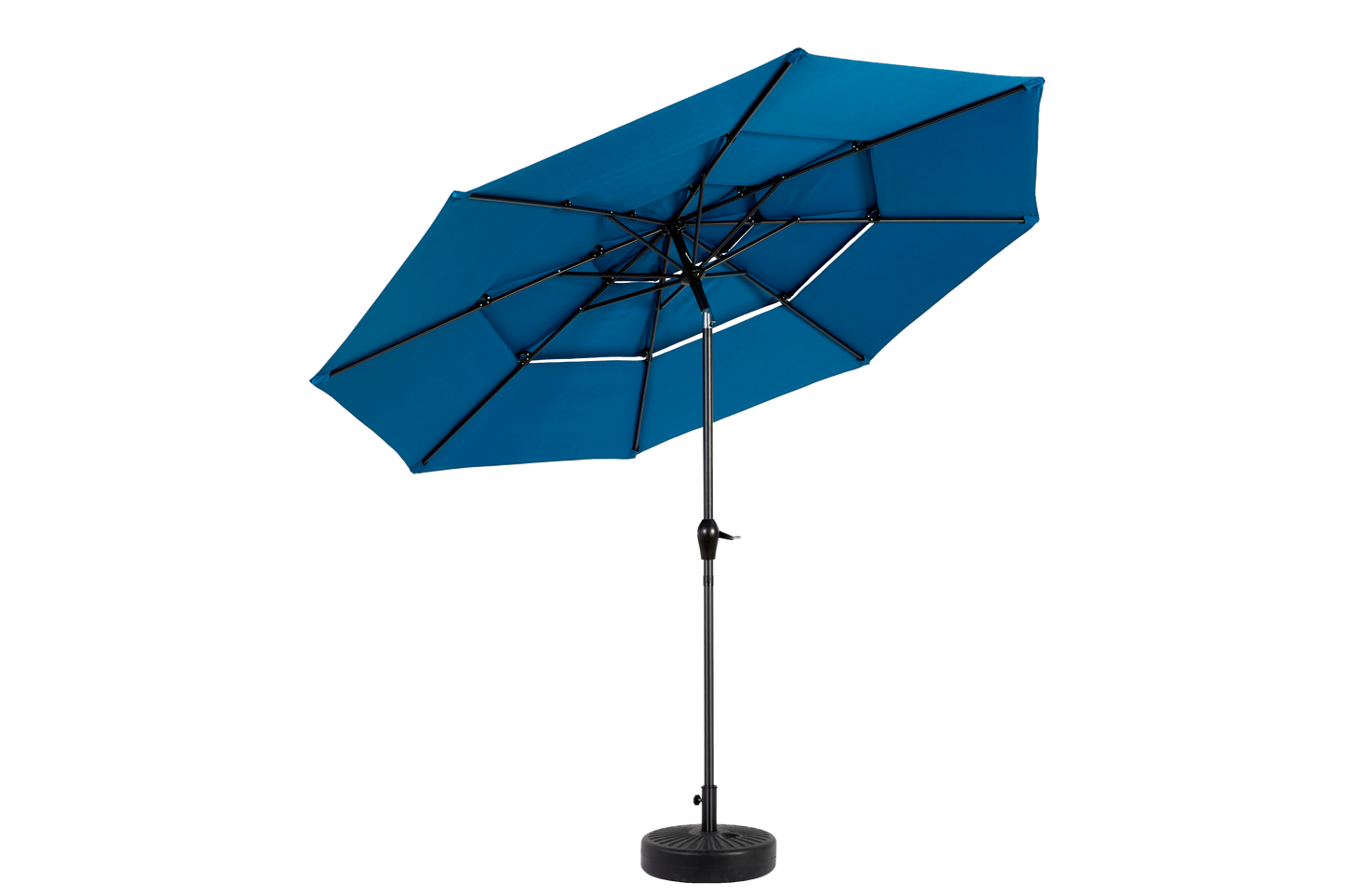 Aluminium 10ft 3 Tier Auto-tilt Umbrella ,Outdoor Patio Umbrella - Market Table Pool Deck Umbrella Base Not Included   Dark Blue