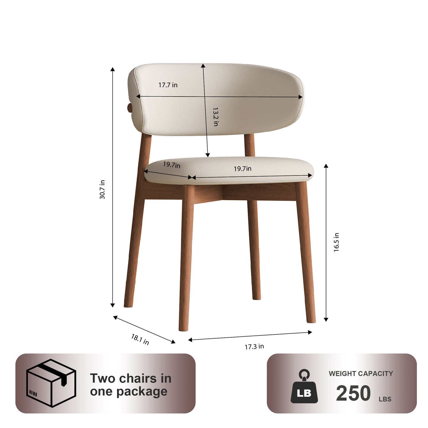 Mid-Century Modern Wood Feet Dining Chair  Set Of 2  -Stylish Wooden Chairs For Dining Room, Kitchen, Or Living Room, Comfortable & Durable, Easy To Assemble  Old Sku W509P316122