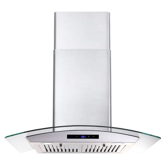30 Inch Wall Mounted Range Hood 700CFM Tempered Glass Touch Panel Control Vented LEDs