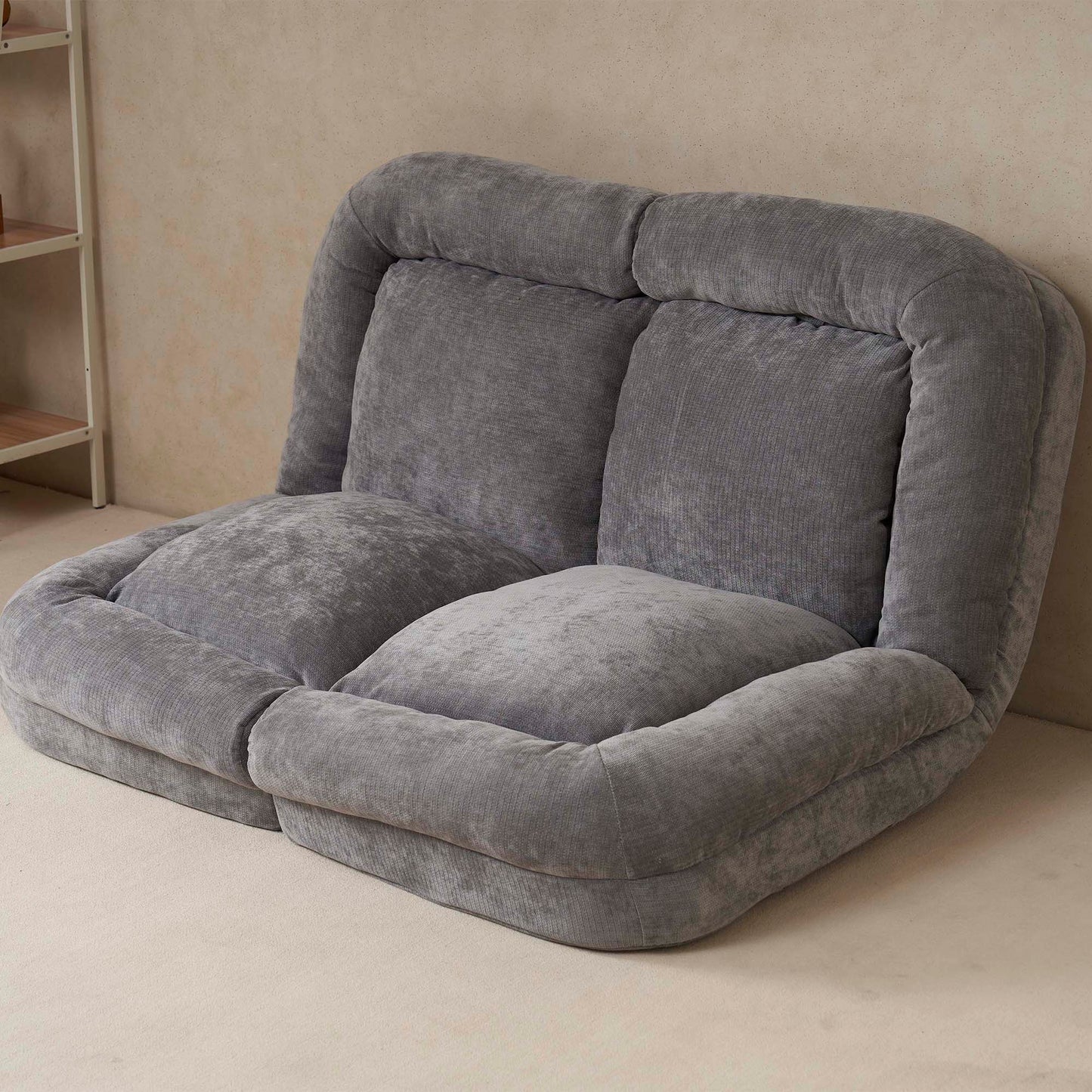 Convertible Fold-Out Single Sofa Bed,Gray,the Left Part Of The Complete Product.