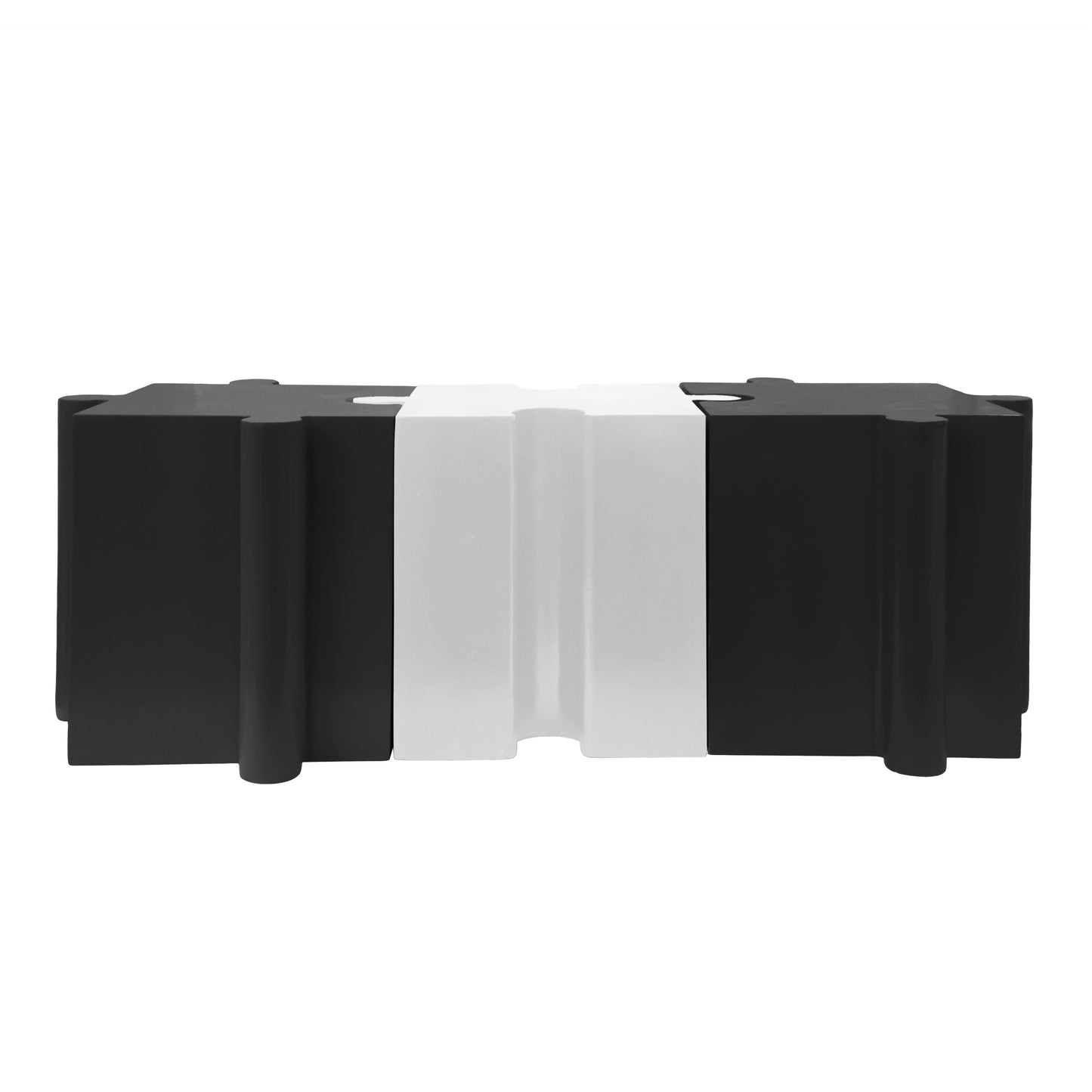 3-Piece Artistic Puzzle Table Set,Modular MGO Side Tables With Interlocking Design  2 Convex & 1 Concave , 200lb Capacity For Indoor & Outdoor,Black & White Color