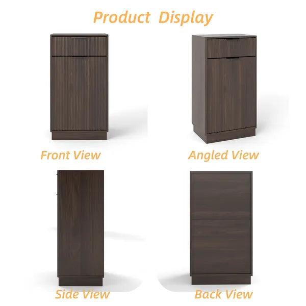 10-Gallon Woodgrain Tilt-Out Trash Can Cabinet Wooden Garbage Recycling Cabinet With Wave-Textured Hideaway Drawer&Pull-Out Bin-Multipurpose Kitchen&Bath Organizer In Walnut Finish