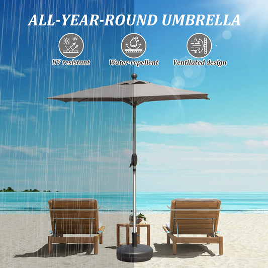 Rectangle Patio Umbrella With Crank Lift And Tilt Function, Grey   Base Not Included