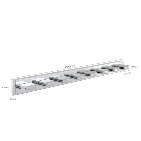 52  Modern Chrome 8-Light LED Vanity Light, Square Acrylic Lampshades Wall Mount Fixture For Bathroom, Mirror Lighting