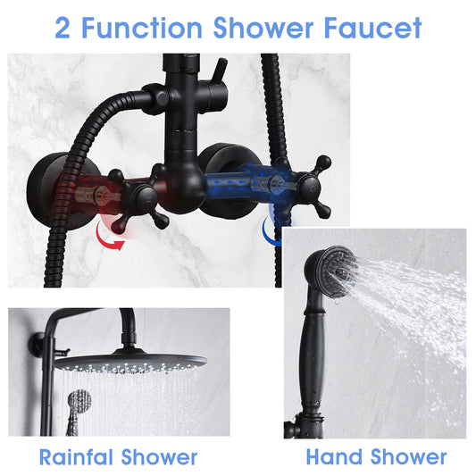 Handshower  Shower Head With Handheld Shower System With 8  Rain Shower HeadRain Shower System Dual Shower Combo  Matte Black