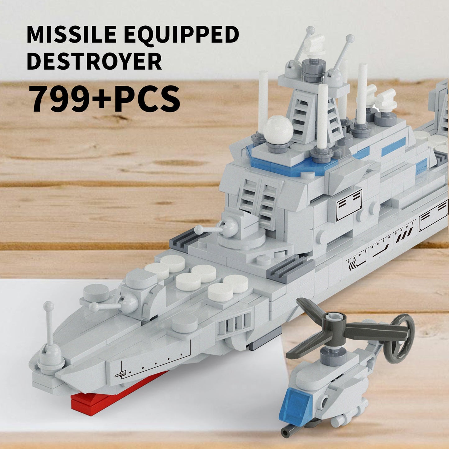 Warship Building Toy Movable Parts STEM Toys 799 PCS Battleship Building Kit With Figurines For Kids