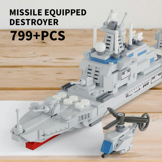 Warship Building Toy Movable Parts STEM Toys 799 PCS Battleship Building Kit With Figurines For Kids