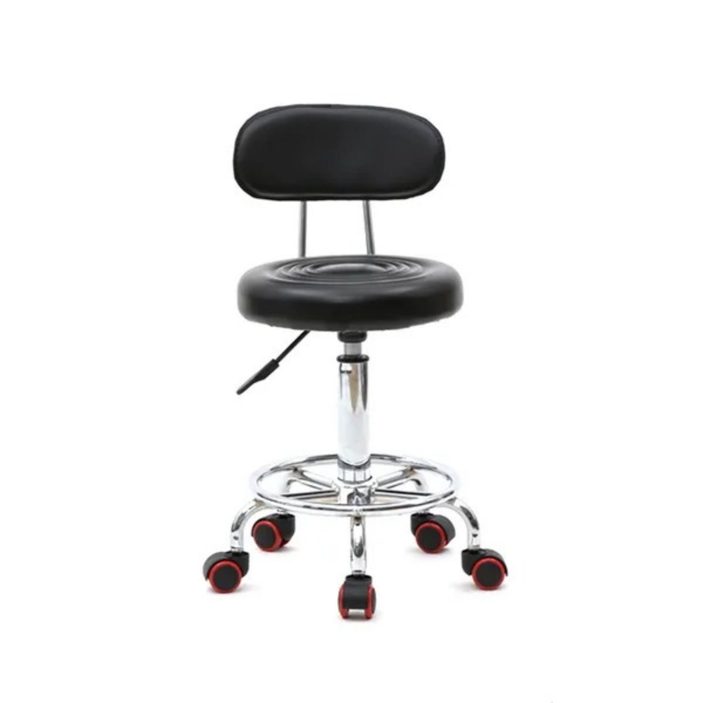 Round Shape Adjustable Salon Stool With Back And Line Black XH
