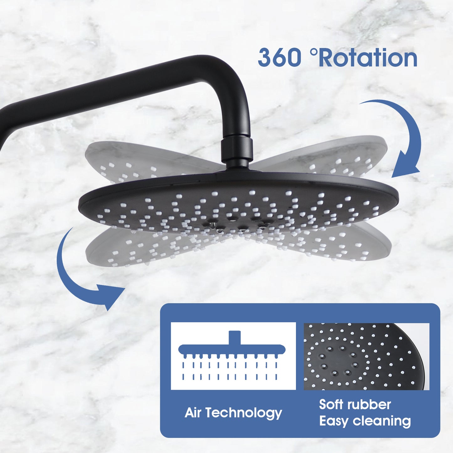 Handshower  Shower Head With Handheld Shower System With 8  Rain Shower HeadRain Shower System Dual Shower Combo  Matte Black