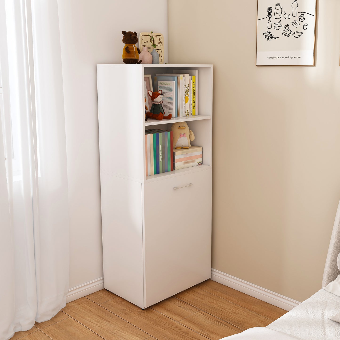 Stretchable Desk  Office Desk With Storage Shelves And Mobile Wheels  Foldable Desk Suitable For Small Apartments And Offices  White