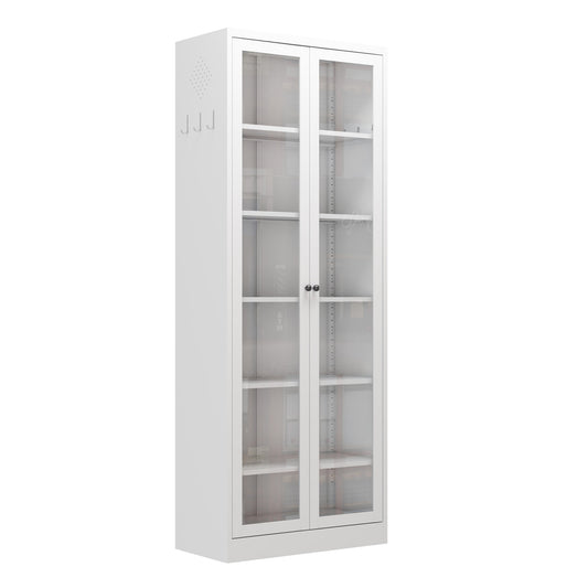 Metal Kitchen Pantry Cabinet - 72  Tall Storage With 5 Adjustable Shelves, White Freestanding Cabinet For Kitchen Pantry Bathroom