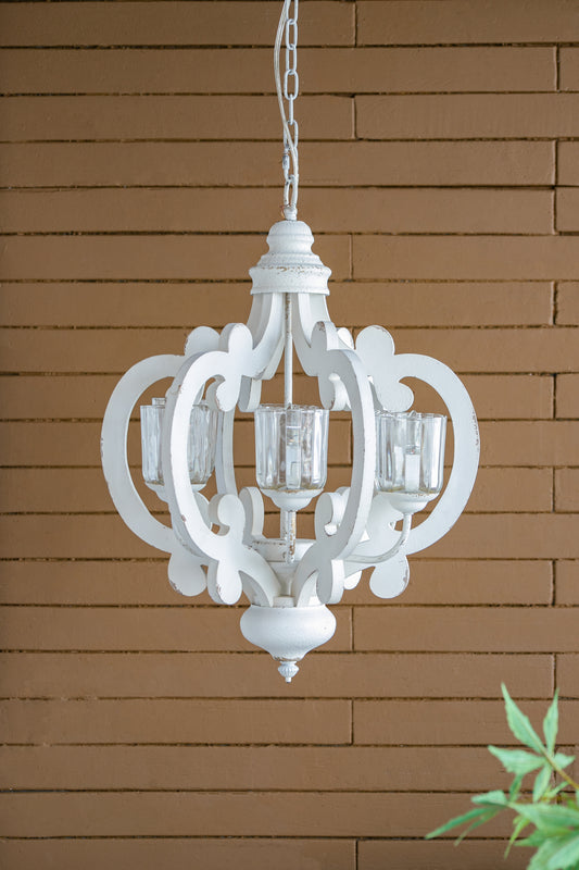 Farmhouse Chandelier, 6-Light Wood Chandelier Pendant Light Fixture With Adjustable Chain For Dining Room Living Room Entryway, Bulb Not Included