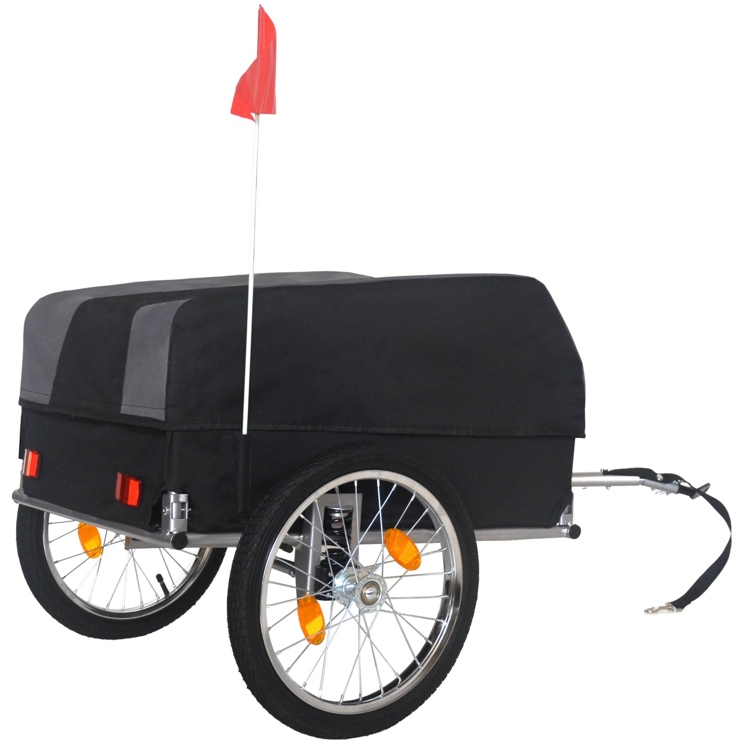 Heavy- Duty Bike Cargo Trailer With Removable Waterproof Cover  - 88 Lbs Capacity  16  All- Terrain Wheels & Foldable Design For Camping  Groceries  Gray Black