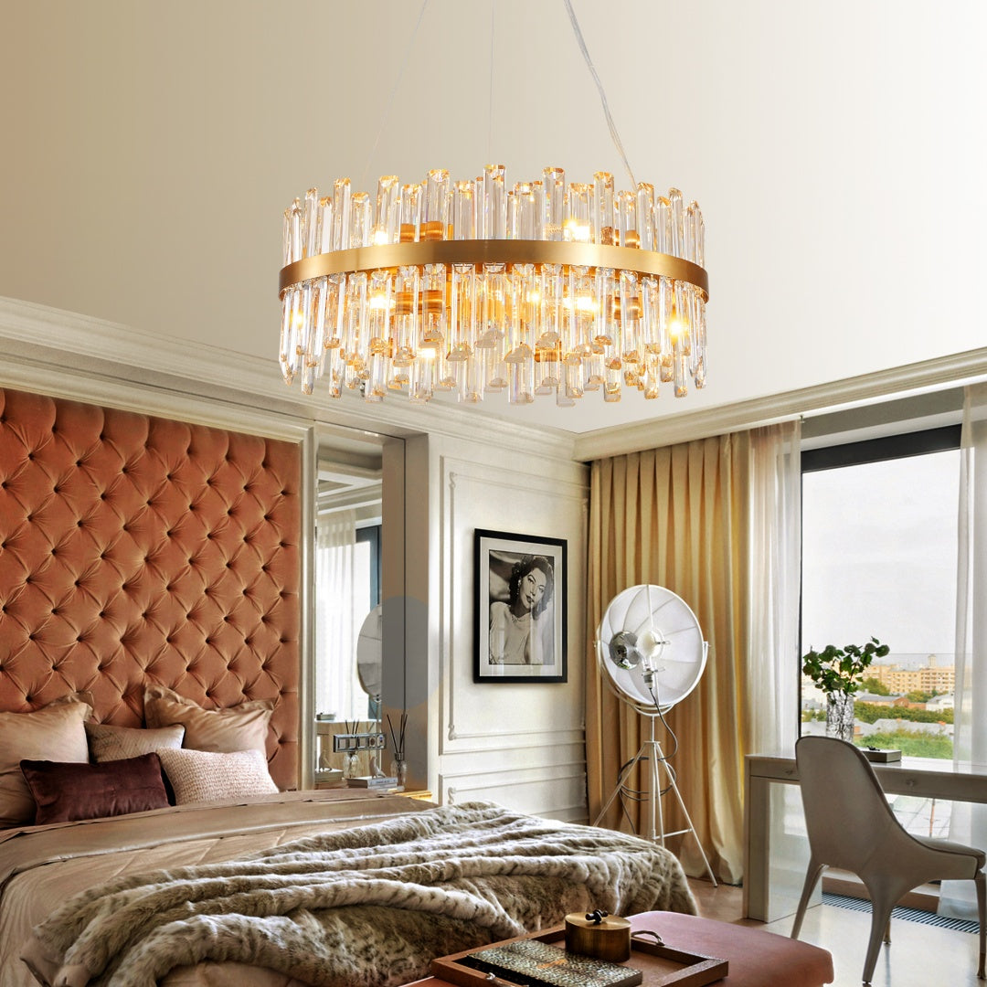23.6 Inches Luxury Chandeliers Crystal Living Room Bedroom Decorative Lights Simple Modern Dining Room LED Lighting,for Home Decor  Bulbs Not Included