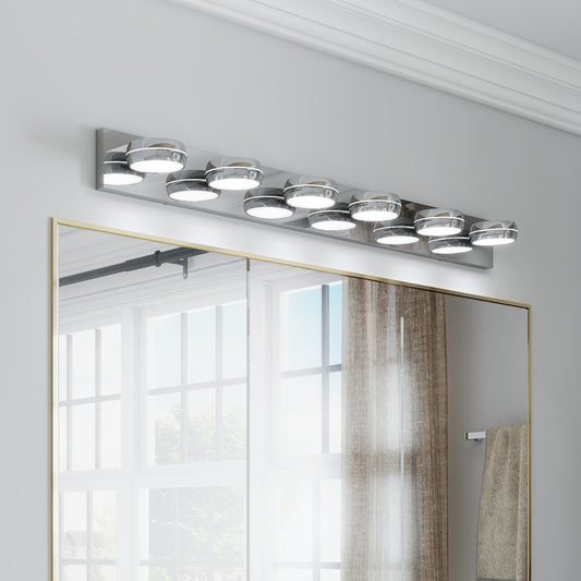 LED Vanity Lights 43in Bathroom Lights Fixtures Over Mirror 6 Light LED Lighting Fixture For Bathroom 18W Mirror Lighting Fixture Modern Bath Light Bar Chrome Bath