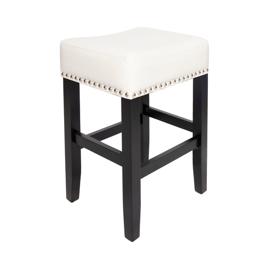26-inch Backless Ivory Leather Counter Stool  Set Of 2