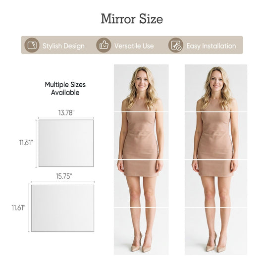 Frameless Glass Full Length Mirror Tiles, 4 Piece Set, Wall Mounted For Bedroom, Home Gym And Door