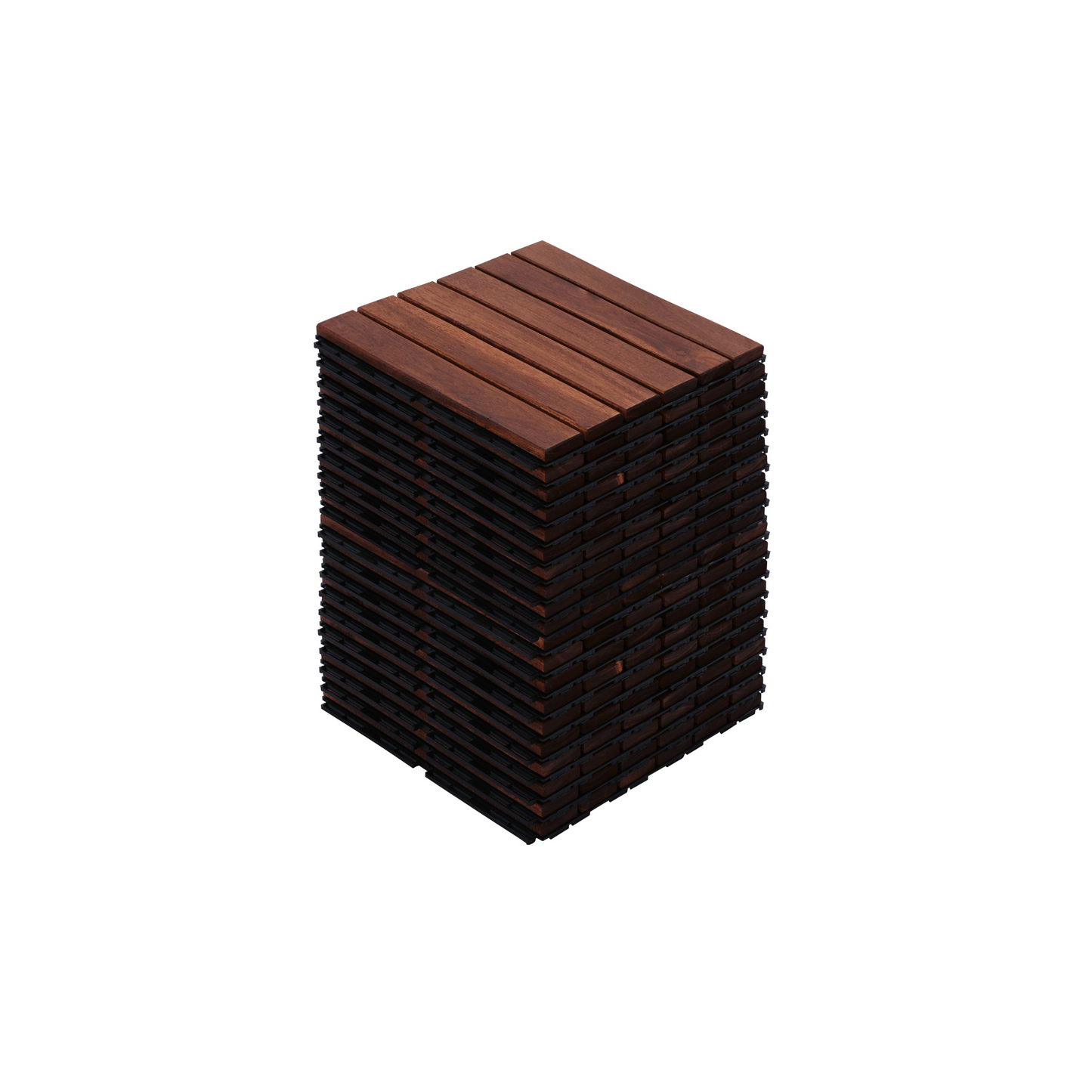 Acacia Wood Interlocking Deck Tiles Striped Pattern, 20 PCS 12inch X 12inch Square Acacia Hardwood Outdoor Flooring For Patio, Bancony, Pool Side