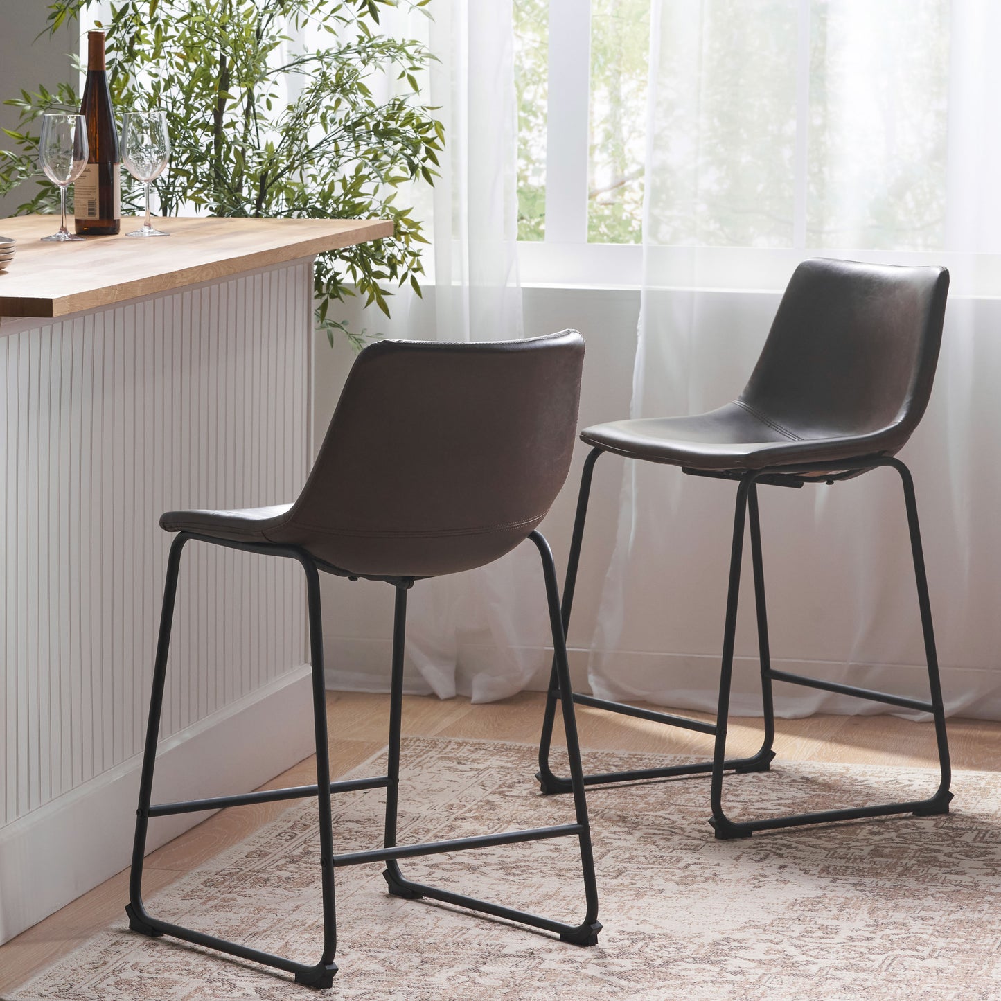 Vintage Style Brown 24-Inch Counter Stool  Set Of 2