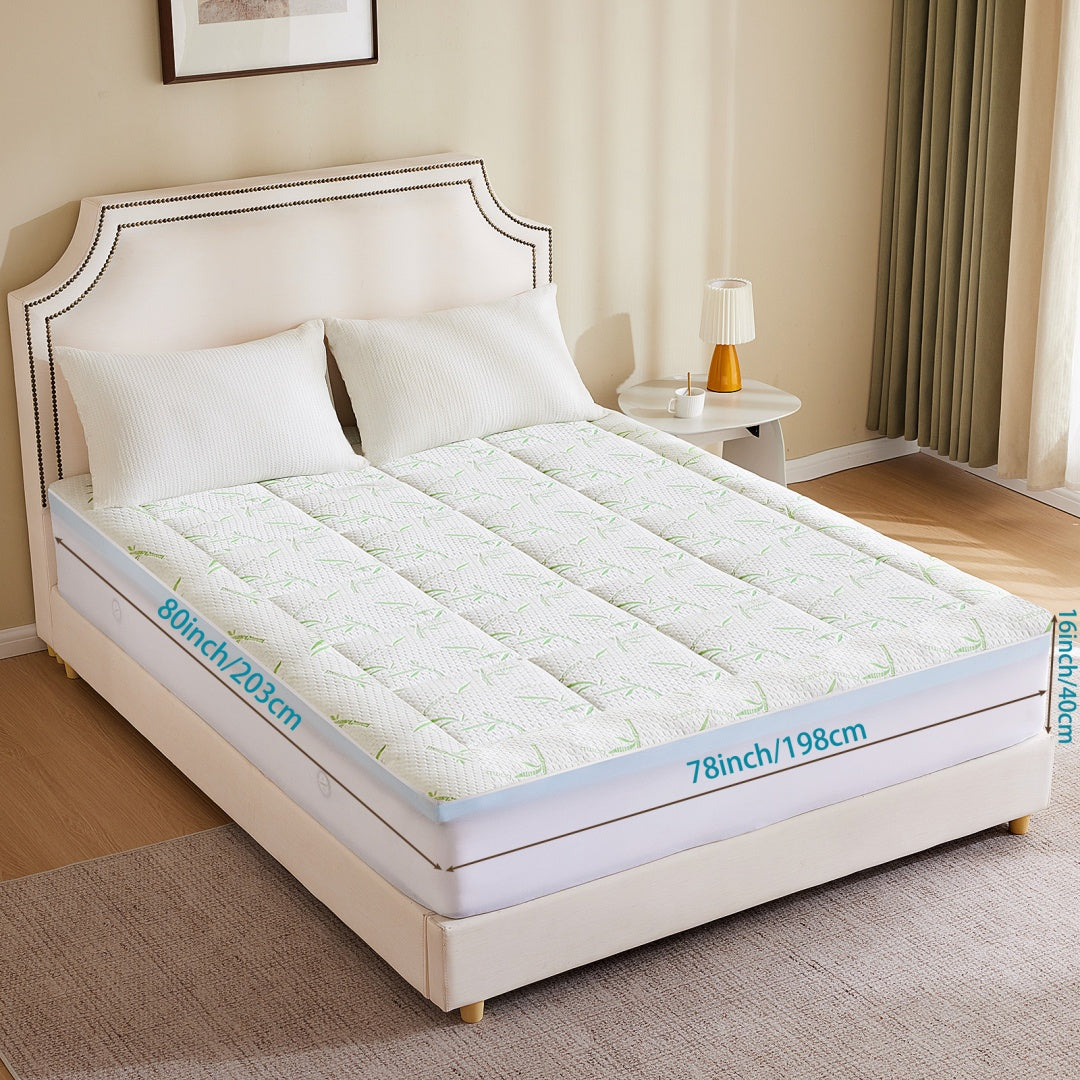 Double Layer With Gel Memory Foam & 2 Inch Cool Pillow Top For Back Pain Relief, Medium Firm