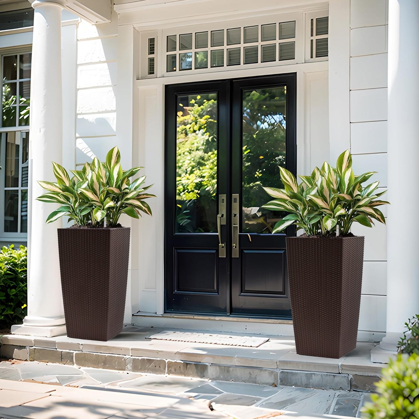 30 In Tall Large Flower Pots Planter With Self-Watering Drainage Holes&Inner Trays Indoor Outdoor Plant Pot With Drain Holes, Water Level Monitor, Inner Bucket For Garden, Patio, Porch, Backyard,Brown