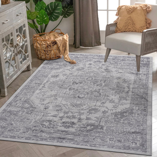 MARFI  5X7 Silver  Oriental Area Rug