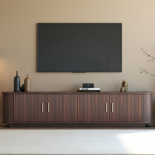 70-inch Modern TV Stand For TVs Up To 80 Inches For Living Room, Media Entertainment Center With Ample Storage & Cured Corners