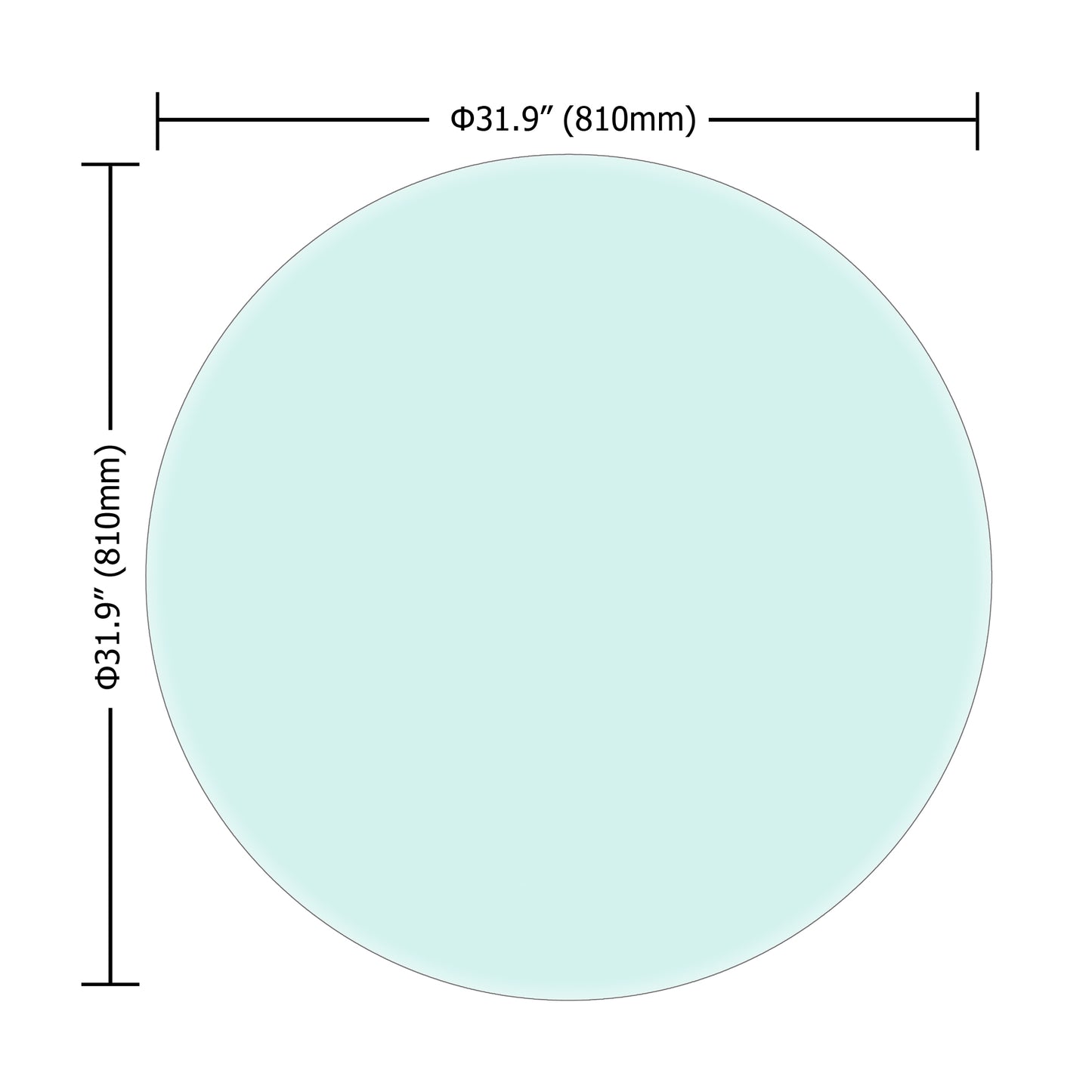 32  Inch Round Tempered Glass Table Top Clear Glass 2 5 Inch Thick Beveled Polished Edge