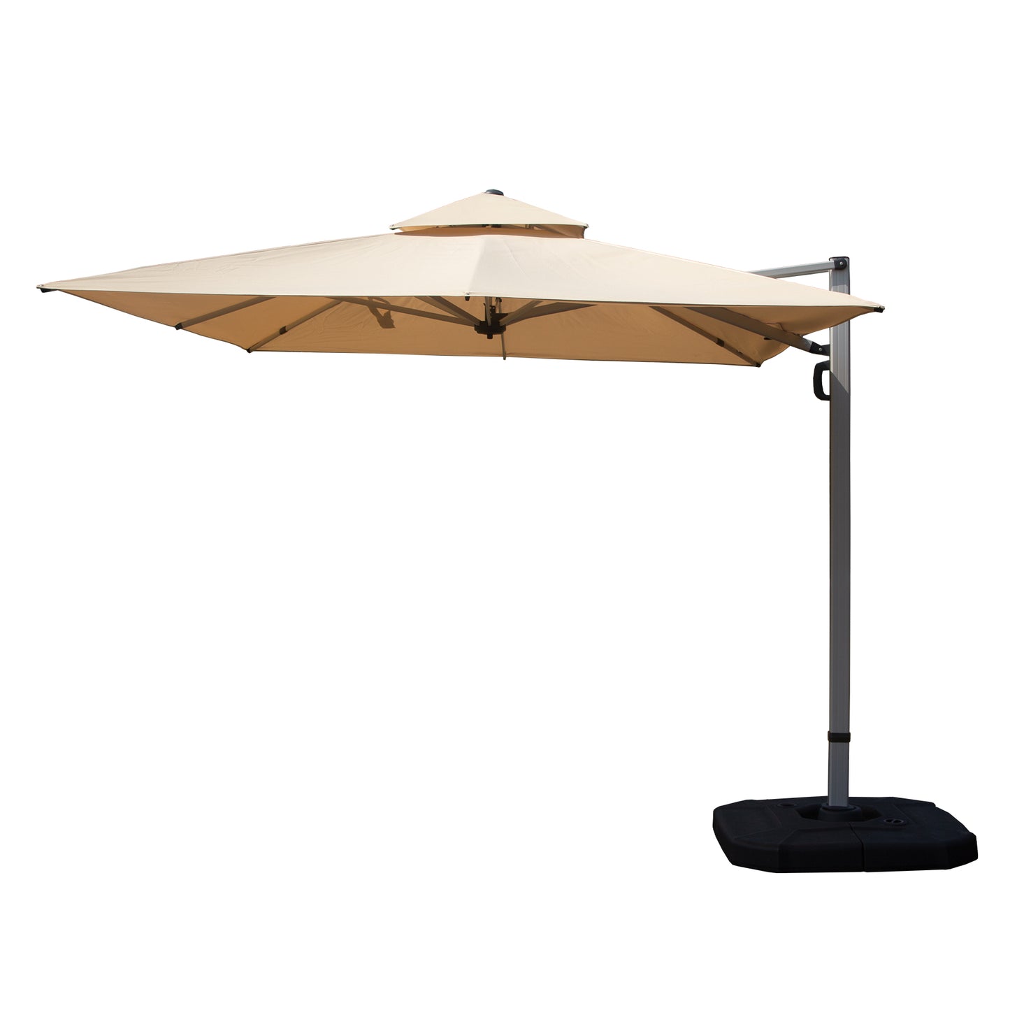 9  X 11   Rectangle Cantilever Umbrella With Center Pole, Beige   Base Not Included