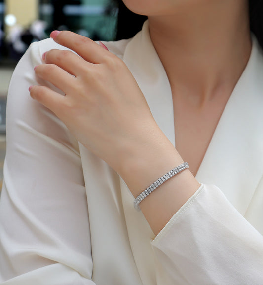 Light And Shadow Around The Wrist - Set With Top Quality Morganite On S925 Silver Electroplated Platinum Hand Chain Diamond Jewelry Bracelet Luxury Fashion Jewelry