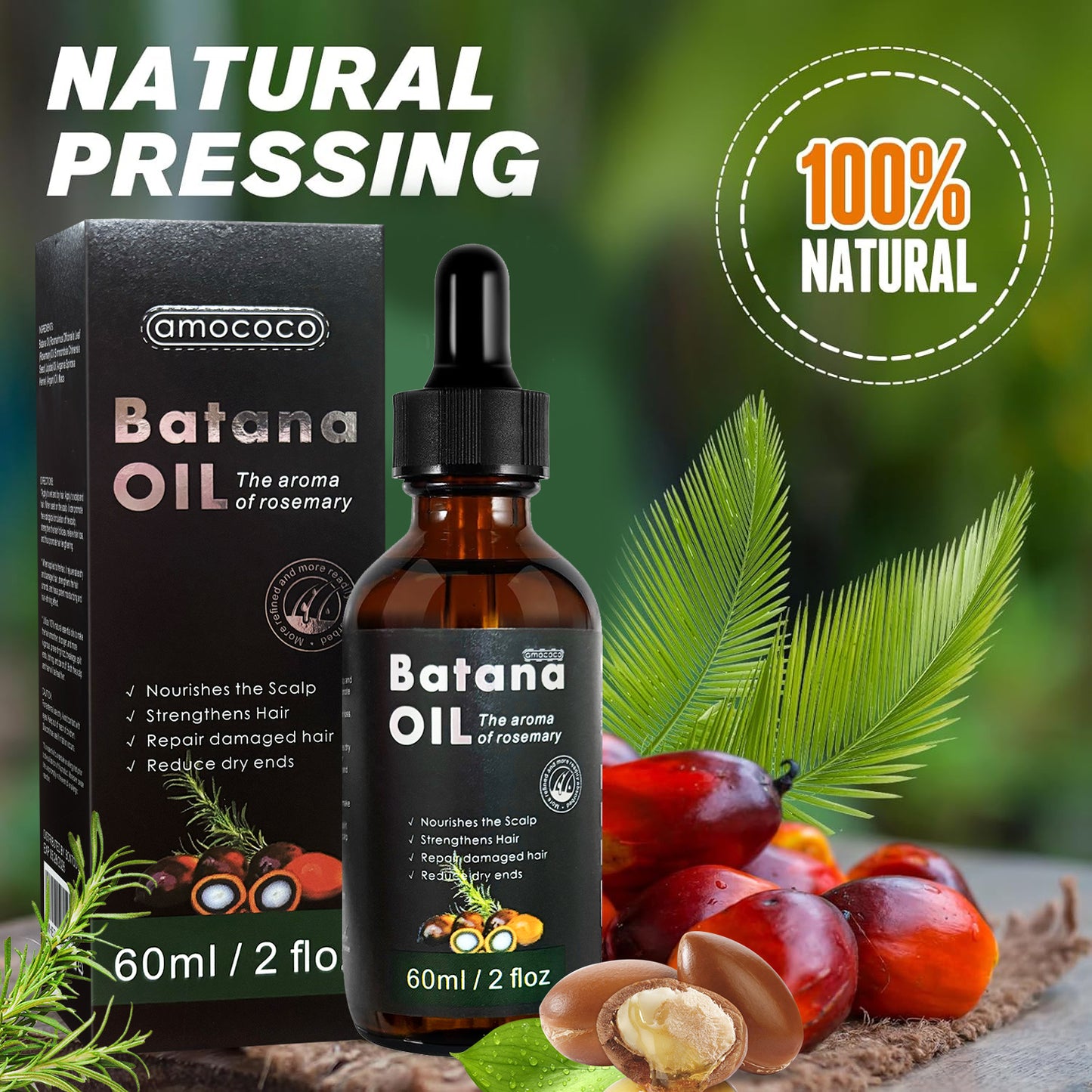 Only Supports Self Pickup With Waybill Amococo Batana Oil With Rosemary Cold Pressed Natural Hair Growth Oil, Nourishes Scalp, Repairs Damaged Hair, Reduces Split Ends, Boosts Hair Thickness &