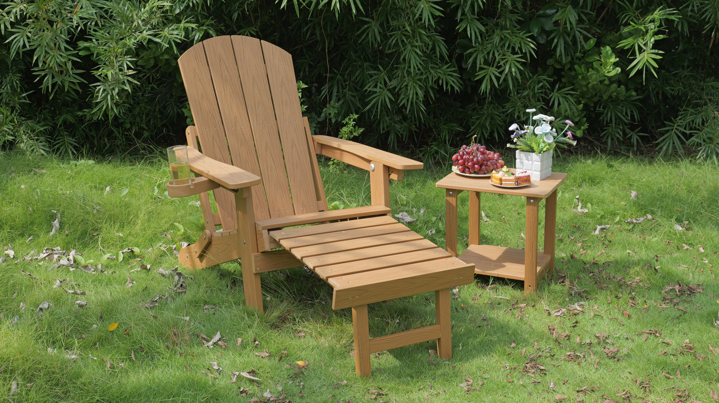 Outdoor Adjustable Lounge Chair With Cup HolderFor Patio Relaxation & Garden Leisure Gatherings,HIPS Material