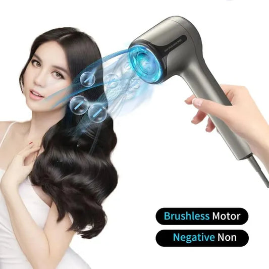 High-Speed Brushless Hair Dryer Ionic Blow Dryer With LED Display, 3 Heat & Speed Settings, Cool Shot, Low Noise Compact Hair Dryer With Diffuser For Curly Hair, Travel, Salon, Home Use