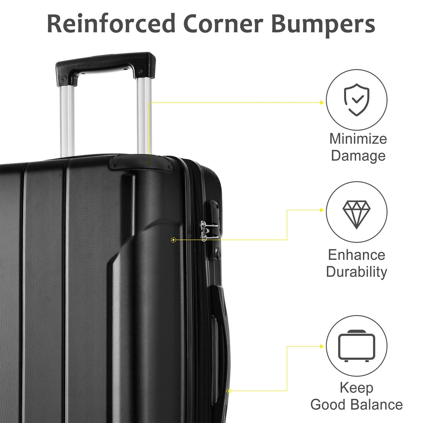Hardshell ABS Luggage Sets 2 Piece Suitcase Set Expandable With TSA Lock Spinner Wheels For Men Women