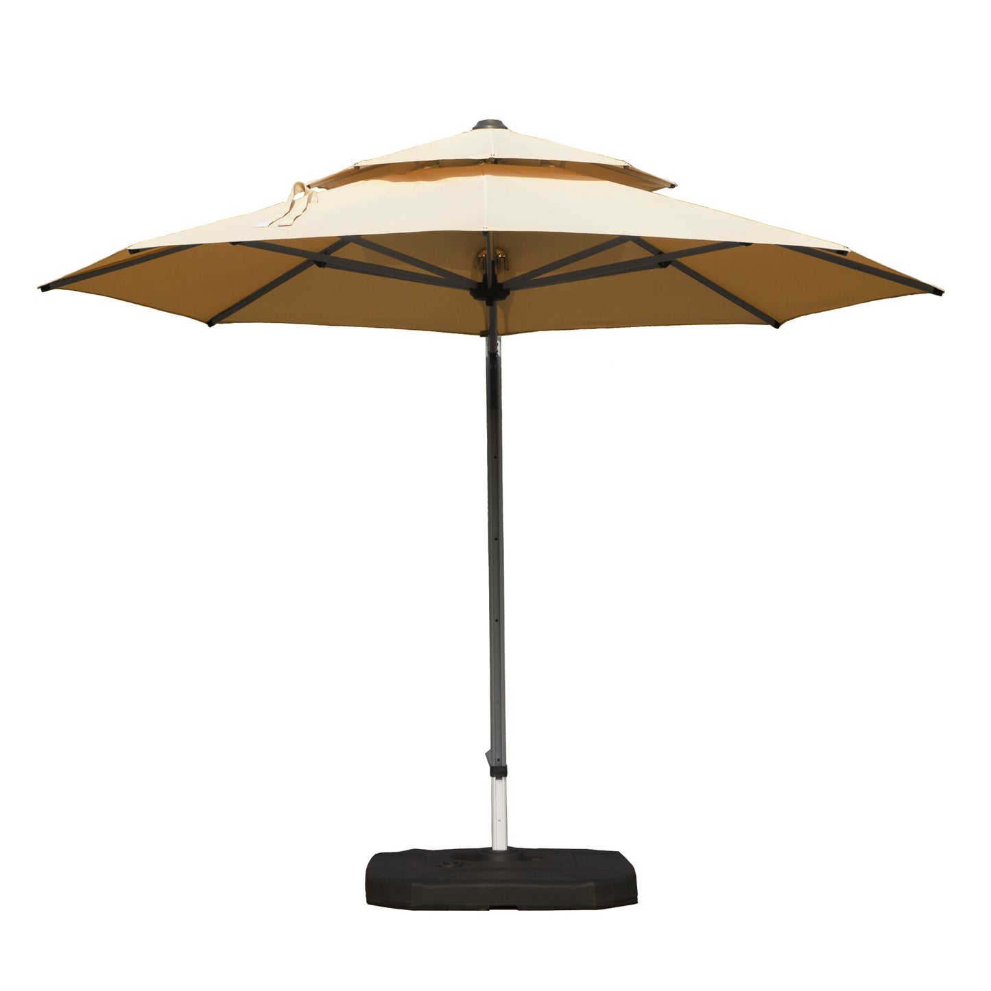 Round Cantilever Umbrella With Center Pole, Beige  Base Not Included