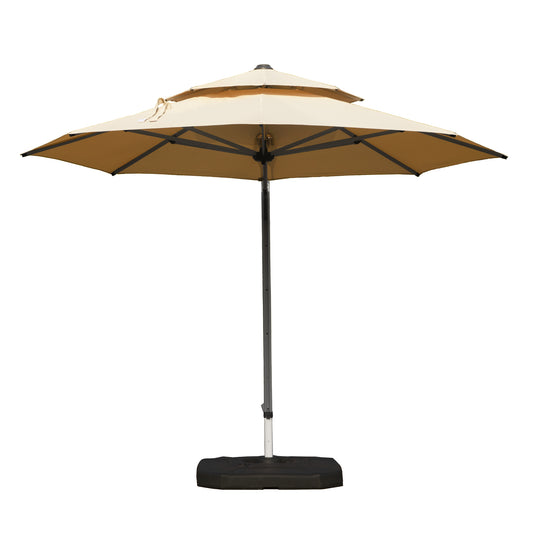 Round Cantilever Umbrella With Center Pole, Beige  Base Not Included