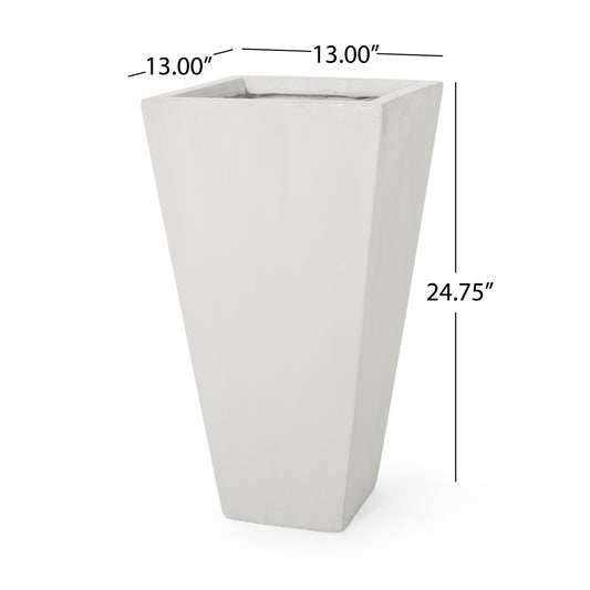 13 Outdoor Modern MGO Small Cast Stone Planter, White