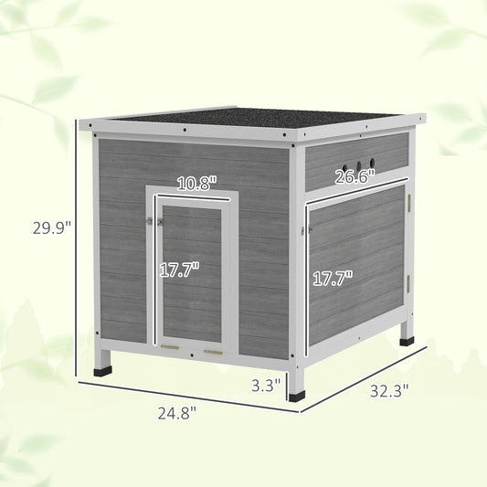 Wooden Duck Coop With Openable Roof, Removable Floor, Double Doors, Ramp, For 2-4 Ducks, Chickens, 25" X 32" X 30"